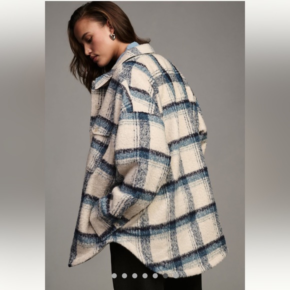NWT: Anthropologie, Good American Cream and Indigo Plaid Jacket - sold out - Picture 9 of 12